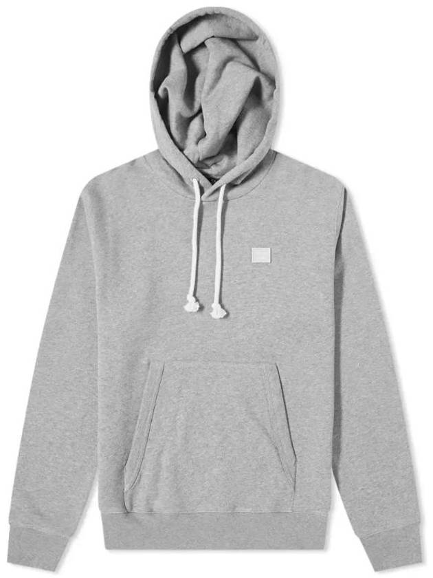 Face Logo Patch Cotton Hoodie Light Grey - ACNE STUDIOS - BALAAN 1