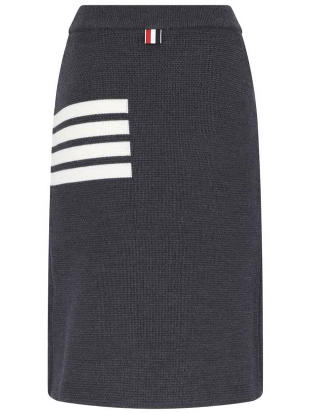 Women's Fine Merino Wool 4 Bar Stitch Pencil Skirt Dark Grey - THOM BROWNE - BALAAN 3