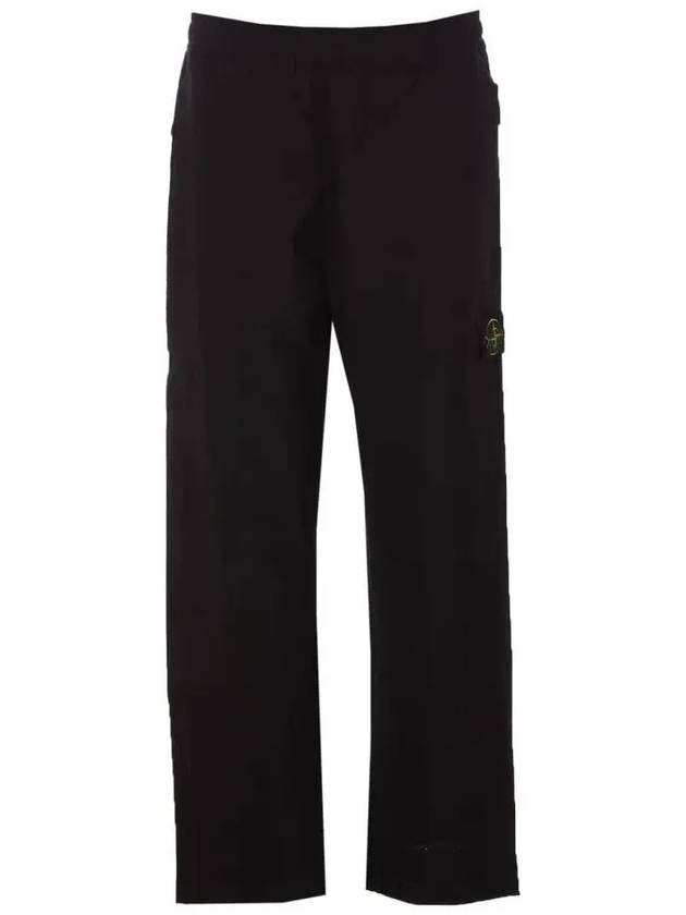 Logo Badge Fleece Regular Fit Jogger Pants Black - STONE ISLAND - BALAAN 2