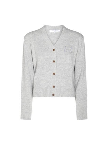 Embroidery Bold Fox Head Cardigan Grey - MAISON KITSUNE - BALAAN 1