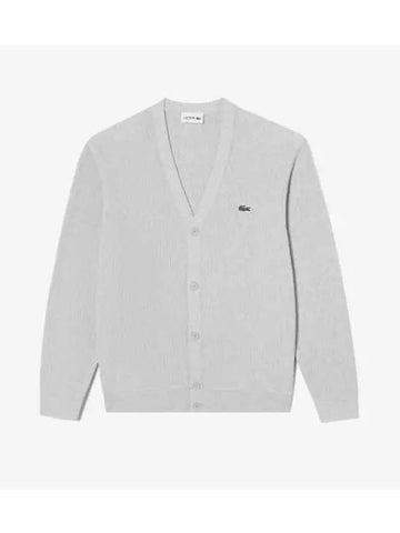 Men s Rings Basic V neck Cardigan Melange Gray - LACOSTE - BALAAN 1