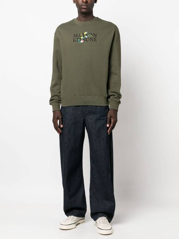 Flower Logo Print Comfort Sweatshirt Military Green - MAISON KITSUNE - BALAAN 3