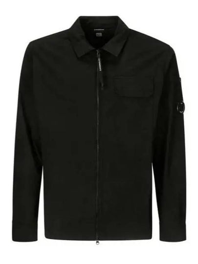 Oversized Organic Gabardine Long Sleeve Shirt Black - CP COMPANY - BALAAN 2