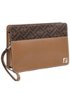 Squared FF Logo Standing Clutch Bag Beige Brown - FENDI - BALAAN 4