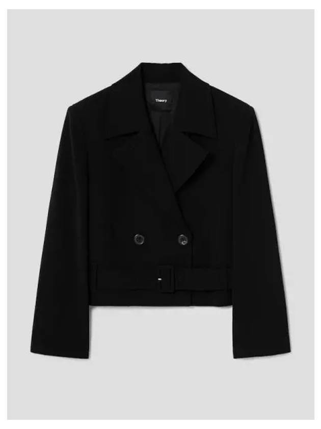 Women s Crepe Crop Double Trench Coat Jacket Black Domestic Product GM0023121268061 - THEORY - BALAAN 1