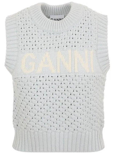 Logo Cotton Vest Light Blue - GANNI - BALAAN 2