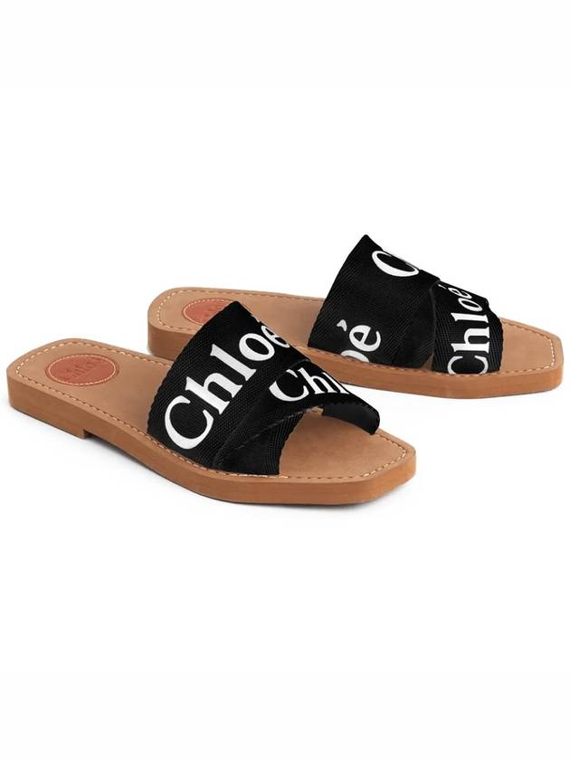 Woody Logo Canvas Strap Flat Mule Black - CHLOE - BALAAN 5