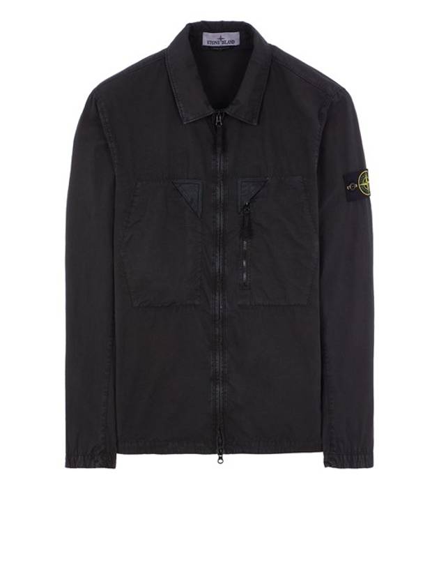 Wappen Patch Old Treatment Zip-Up Overshirt Black - STONE ISLAND - BALAAN 2