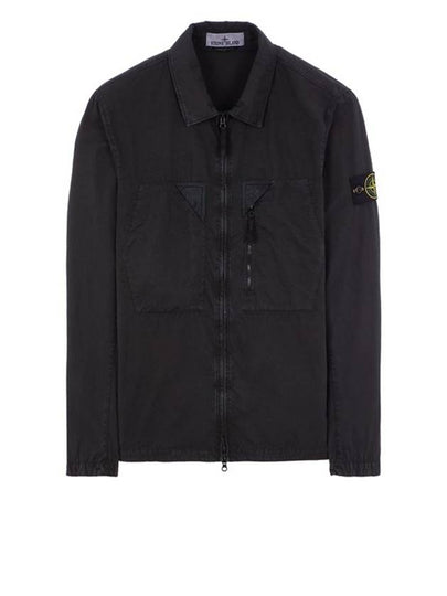 Wappen Patch Old Treatment Zip-Up Overshirt Black - STONE ISLAND - BALAAN 2