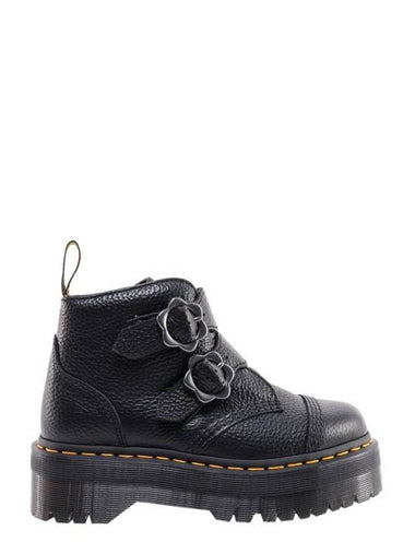 Devon Flower Buckle Leather Platform Boots Black - DR. MARTENS - BALAAN 1