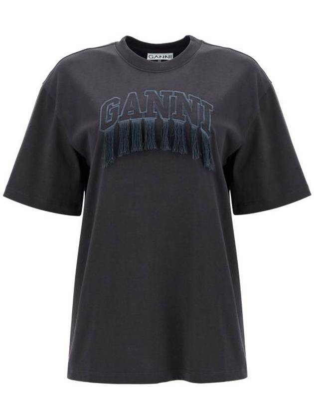 Short Sleeve T Shirt T4056 252 Black Phantom - GANNI - BALAAN 1