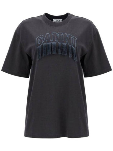 Short Sleeve T Shirt T4056 252 Black Phantom - GANNI - BALAAN 1