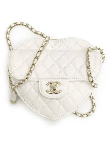 Heart Bag Large White Champagne Gold Lambskin 2ET1860 - CHANEL - BALAAN 1