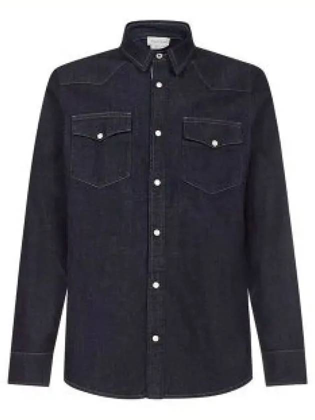 Button Up Long Sleeve Shirt Dark Blue - ALEXANDER MCQUEEN - BALAAN 2