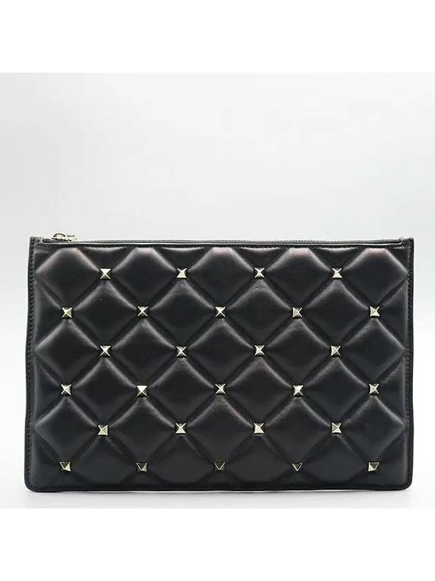 RW2P0Q70 Black Candy Stud Clutch Bag - VALENTINO - BALAAN 2