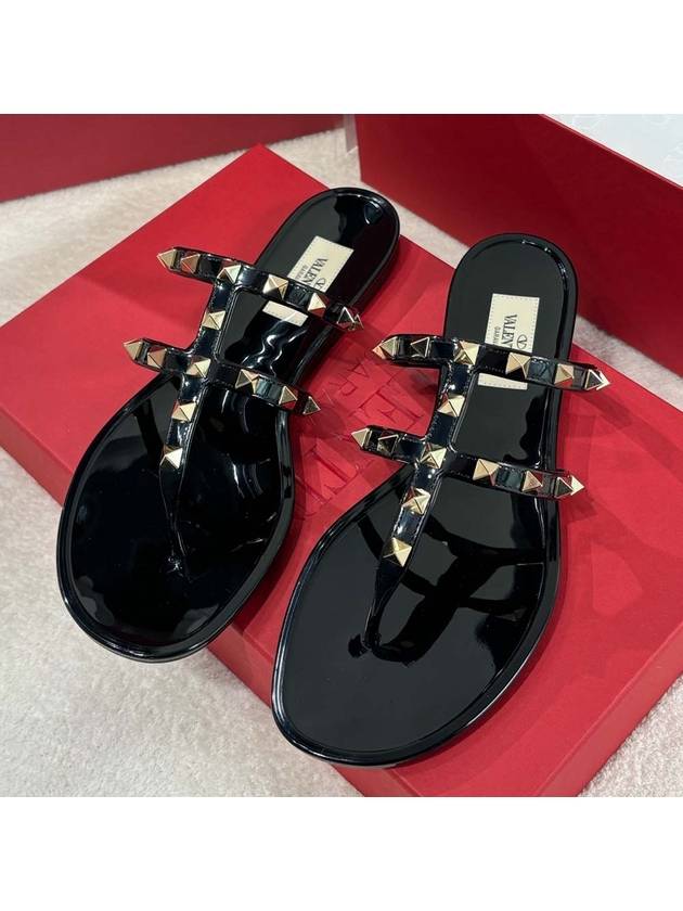 Women's Rockstud Flip Flops Black - VALENTINO - BALAAN 2