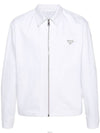 Triangle Logo Bull Denim Zip Up Jacket White - PRADA - BALAAN 2