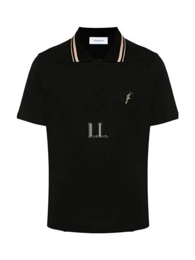 Embroidery Polo Shirt Black - SALVATORE FERRAGAMO - BALAAN 2