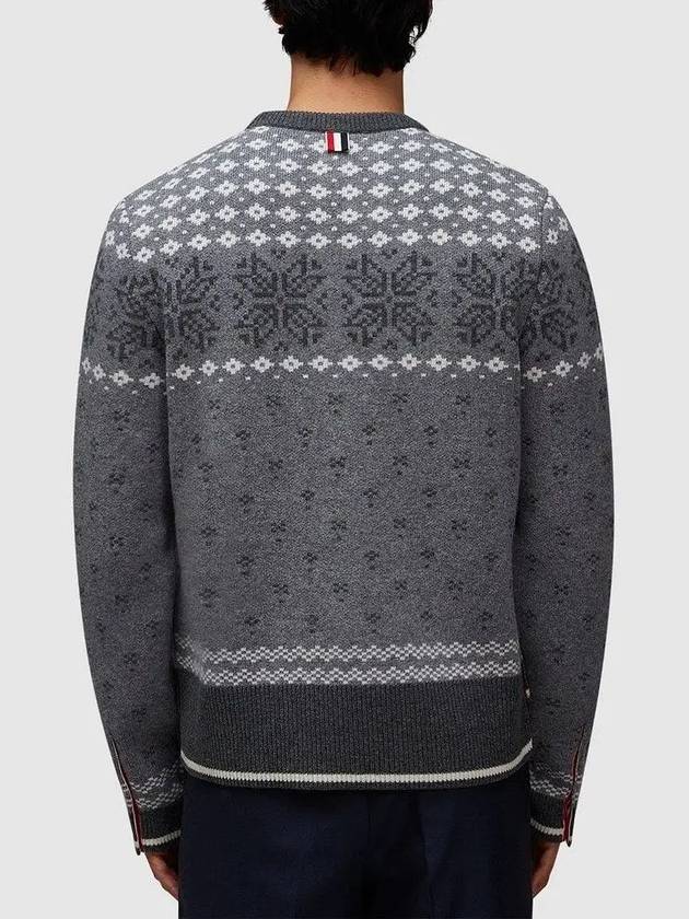 Snowflake Fair Isle Wool Knit Top Grey - THOM BROWNE - BALAAN 4