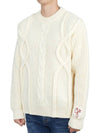 Logo Patch Twisted Knit Top Ivory - GOLDEN GOOSE - BALAAN.