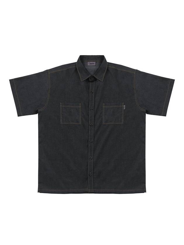 Black Fake Denim Half Shirt - ARCANE FUNK - BALAAN 2