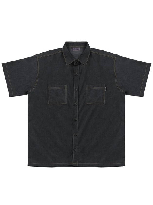Black Fake Denim Half Shirt - ARCANE FUNK - BALAAN 2
