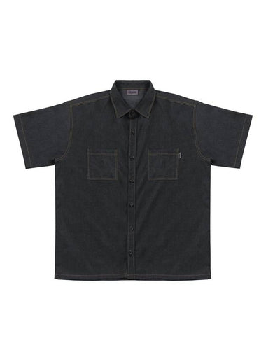 Fake Denim Short Sleeve Shirt Black - ARCANE FUNK - BALAAN 1