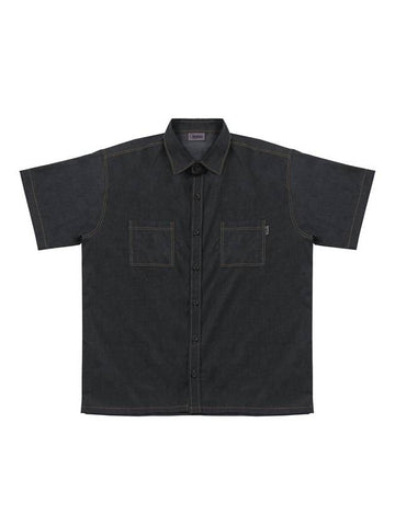 Fake Denim Short Sleeve Shirt Black - ARCANE FUNK - BALAAN 1