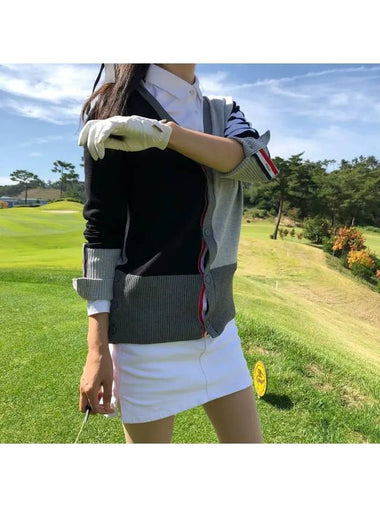 Color combination gray golf fashion luxury knit cardigan rounding look - LOLOALLOY - BALAAN 1