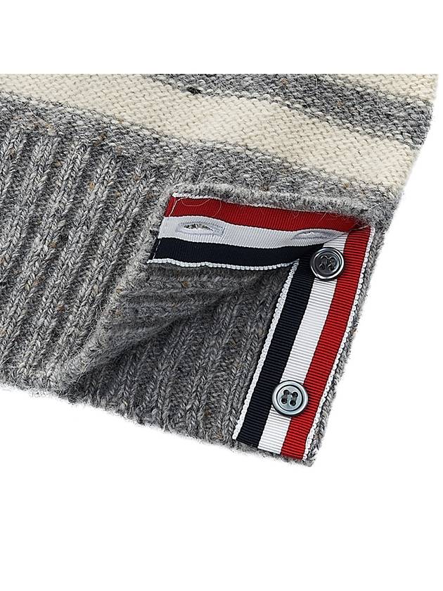 Donegal 4-Bar Striped Crew Neck Wool Knit Top Light Grey - THOM BROWNE - BALAAN 8