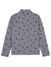 Women s flower print half zip up t shirt 9514LXSS GREY - BLACK&WHITE - BALAAN 2