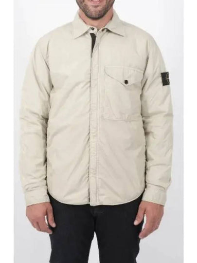 Logo Patch Zip Up Jacket Beige - STONE ISLAND - BALAAN 2