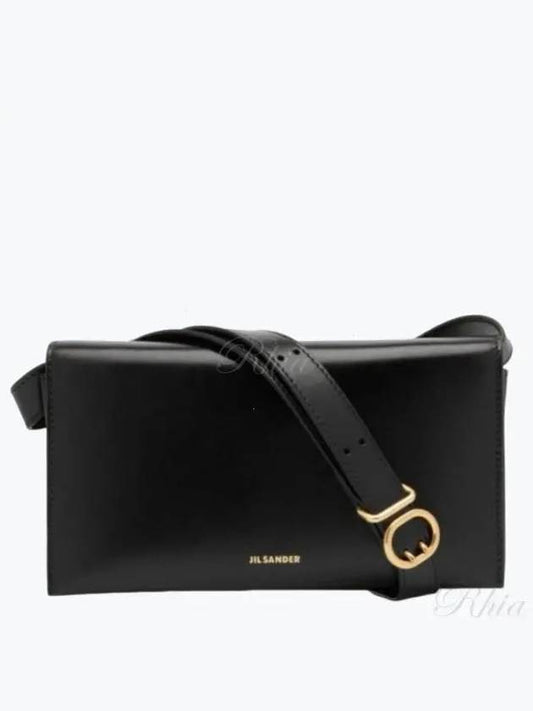 Logo Print Leather Shoulder Bag Black - JIL SANDER - BALAAN 2