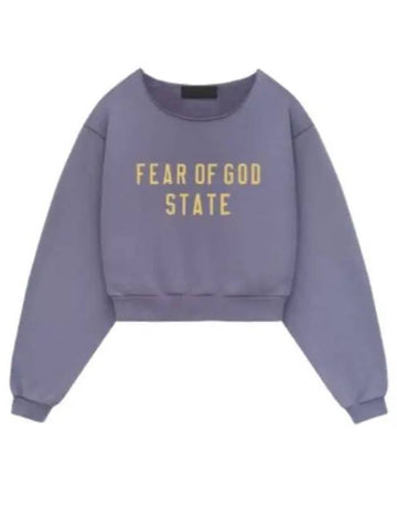 Heavy Fleece Crop Crew Neck Sweatshirt Purple - FEAR OF GOD ESSENTIALS - BALAAN 1