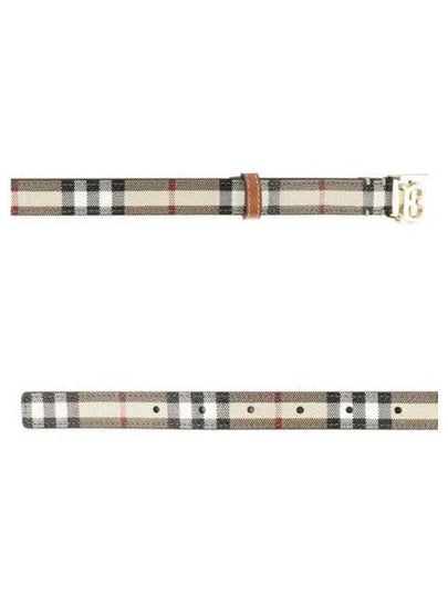 Plaid Check Pattern Leather Belt Beige - BURBERRY - BALAAN 2