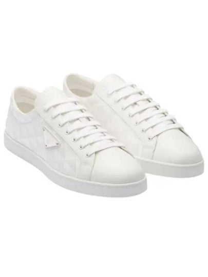 Triangle Logo Leather Re-Nylon Low Top Sneakers White - PRADA - BALAAN 2