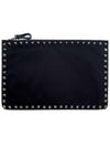 Rockstud Zippered Nylon Clutch Bag Black - VALENTINO - BALAAN 6