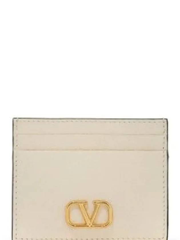 V Logo Signature Card Wallet Ivory - VALENTINO - BALAAN 2