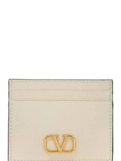 V Logo Signature Card Wallet Ivory - VALENTINO - BALAAN 2