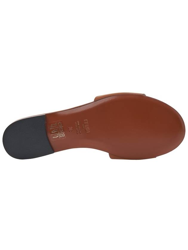 Baguette FF Logo Leather Slippers Brown - FENDI - BALAAN 6