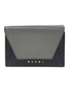 Logo Leather Half Wallet Grey - MARNI - BALAAN 1