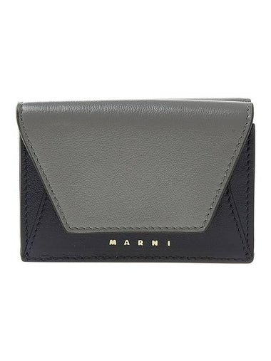 Logo Leather Half Wallet Grey - MARNI - BALAAN 1