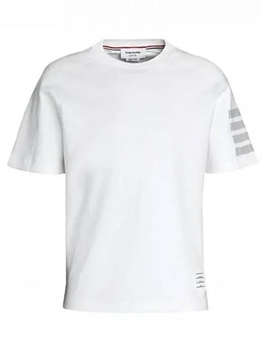 Milan Cotton Round Short Sleeve T Shirt White Men s 270832 - THOM BROWNE - BALAAN 1