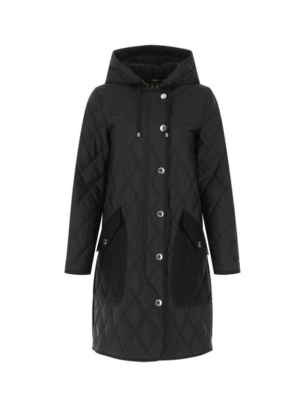 Diamond Quilted Hooded Single Coat Black - BURBERRY - BALAAN 1