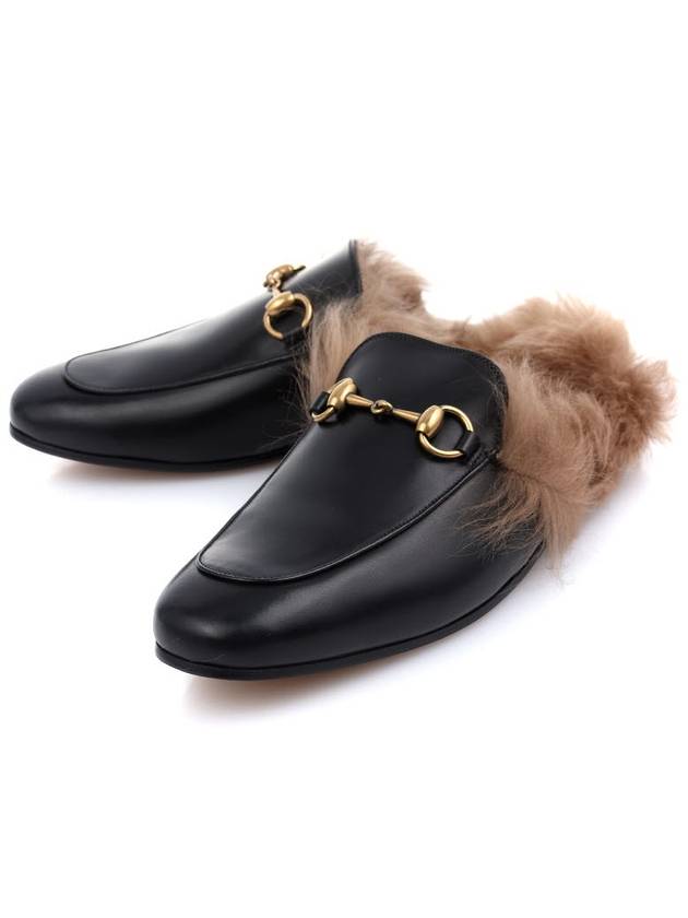 Prince Town Fur Leather Bloafers Black - GUCCI - BALAAN 2