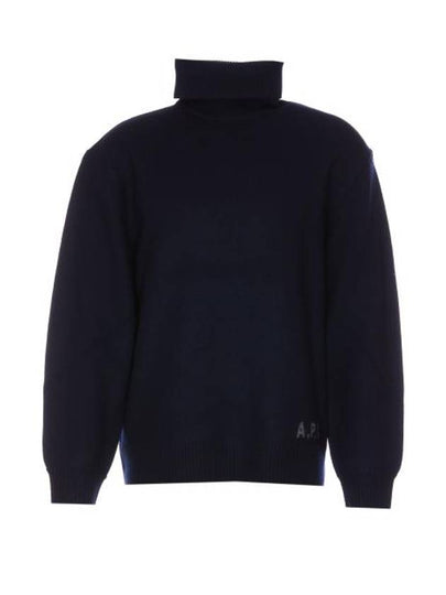 Walter Logo Merino Wool Turtleneck Dark Navy Blue - A.P.C. - BALAAN 2