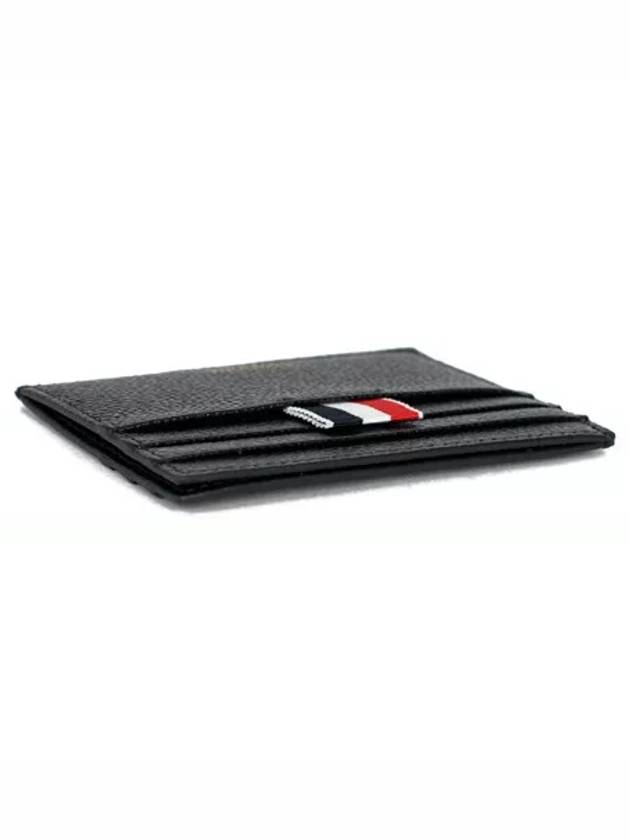 Pebble Grain Leather Stripe Note Compartment Card Wallet Black - THOM BROWNE - BALAAN 5