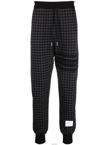 4 Bar Gun Club Check Jacquard Cotton Track Pants Black - THOM BROWNE - BALAAN 1