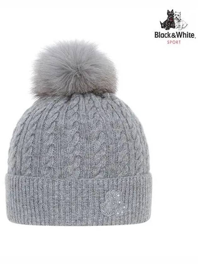 Women s Cashmere Knit Beanie 8504LXAK GREY - BLACK&WHITE - BALAAN 1