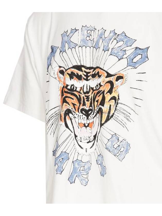 Tiger Logo Printed Cotton Short Sleeve T-Shirt White - KENZO - BALAAN 4